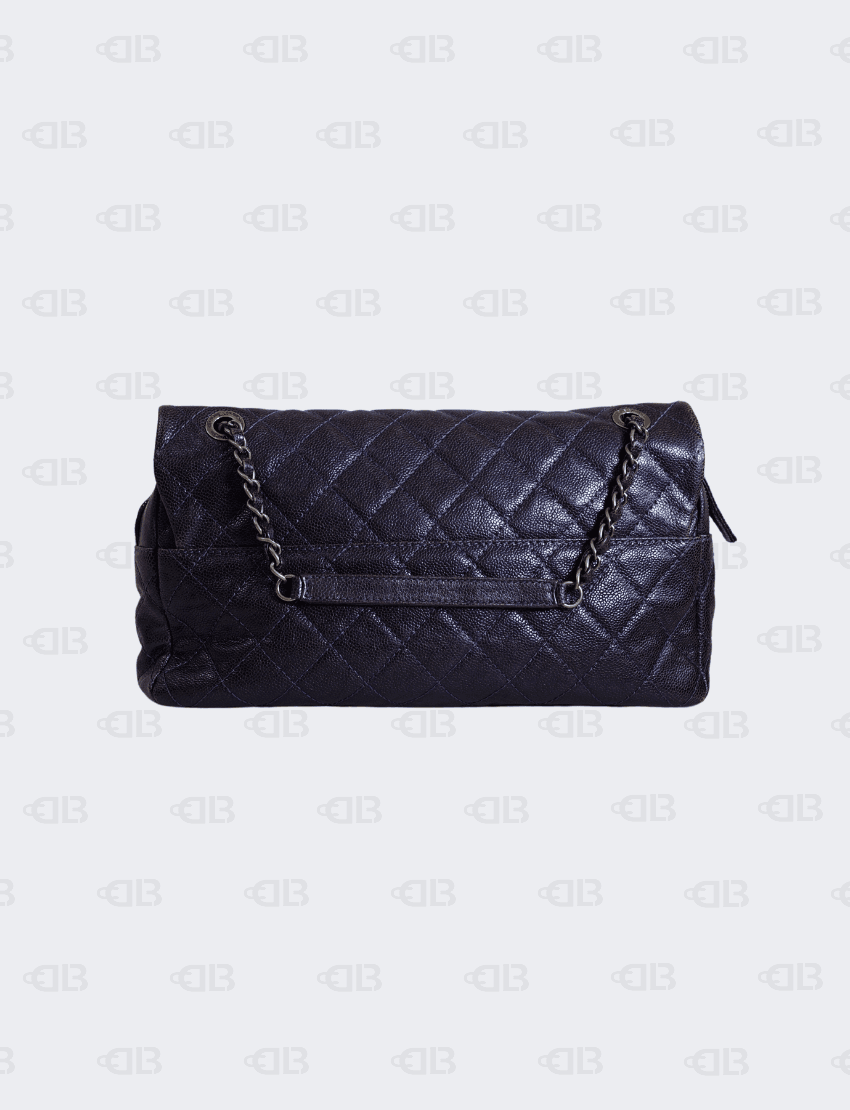 Chanel Purple Easy Flap Bag Quilted Caviar Jumbo