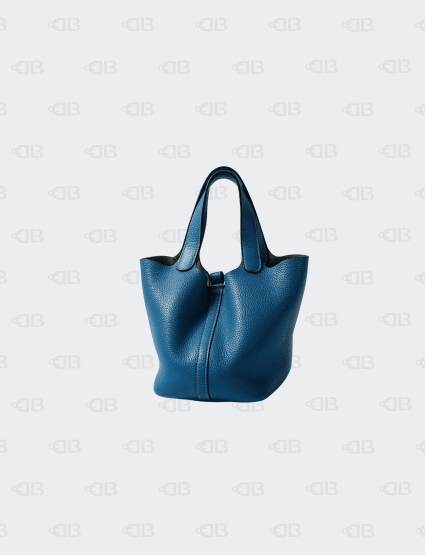Hermes Taurillion Clemence Picotin Lock 18 PM Blue Jean