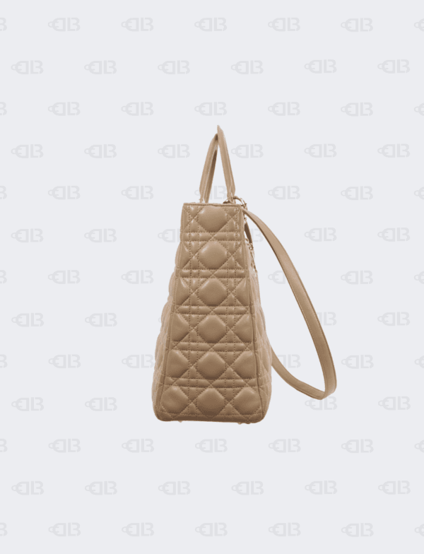 Lady Dior Beige Cannage Quilted Leather Large