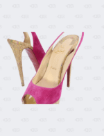 Christian Louboutin Pink Suede Slingback Lady Peep - Toe Sandals Size