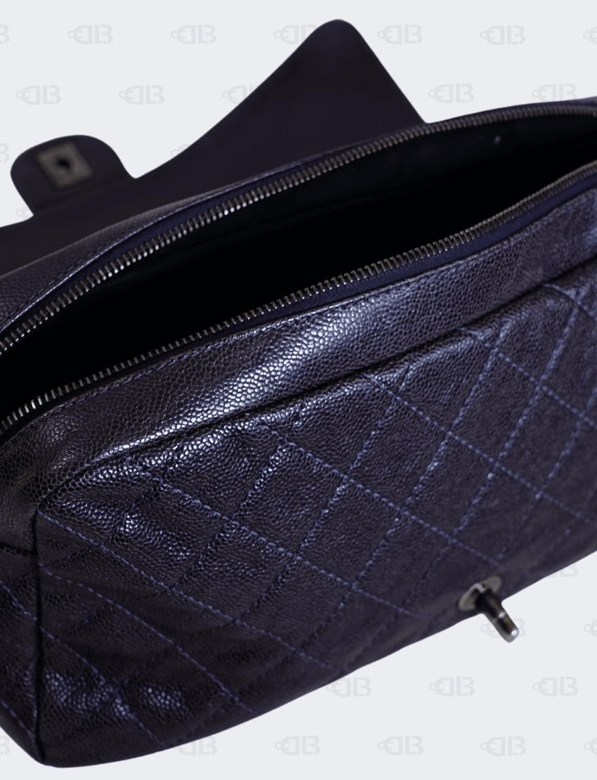 Chanel Purple Easy Flap Bag Quilted Caviar Jumbo