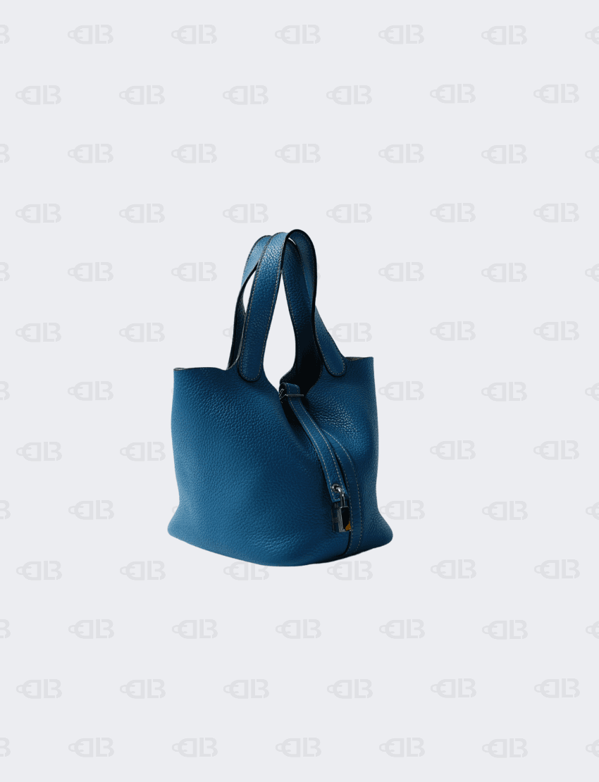 Hermes Taurillion Clemence Picotin Lock 18 PM Blue Jean