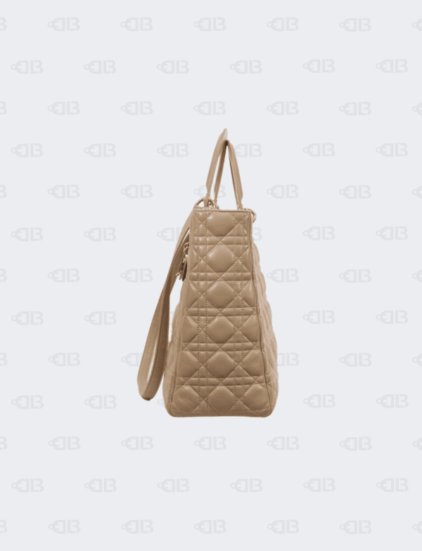 Lady Dior Beige Cannage Quilted Leather Large