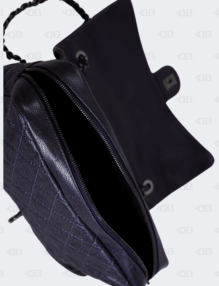 Chanel Purple Easy Flap Bag Quilted Caviar Jumbo