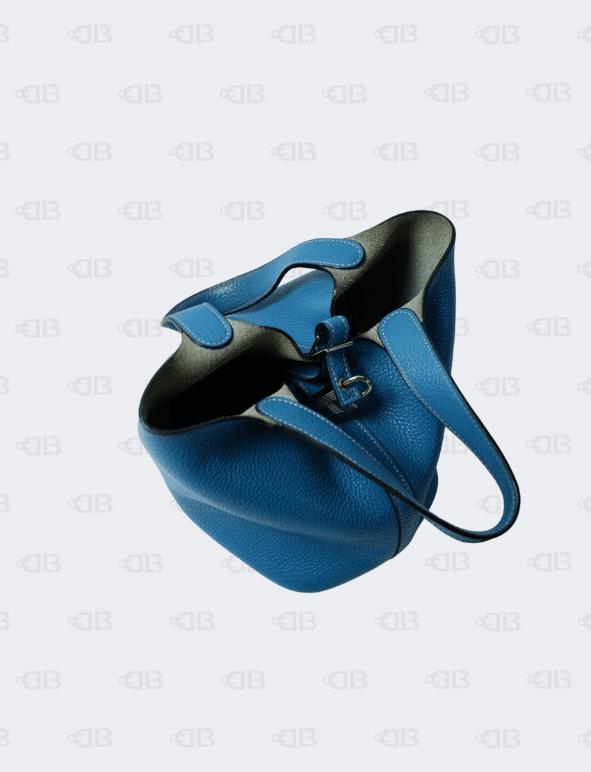 Hermes Taurillion Clemence Picotin Lock 18 PM Blue Jean