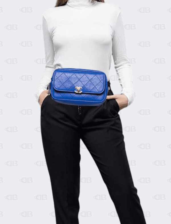 Chanel Blue Leather CC Flap Belt Bag