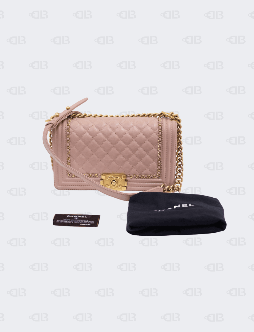 Chanel Aged Calfskin Quilted Medium Jacket Boy Flap Pink