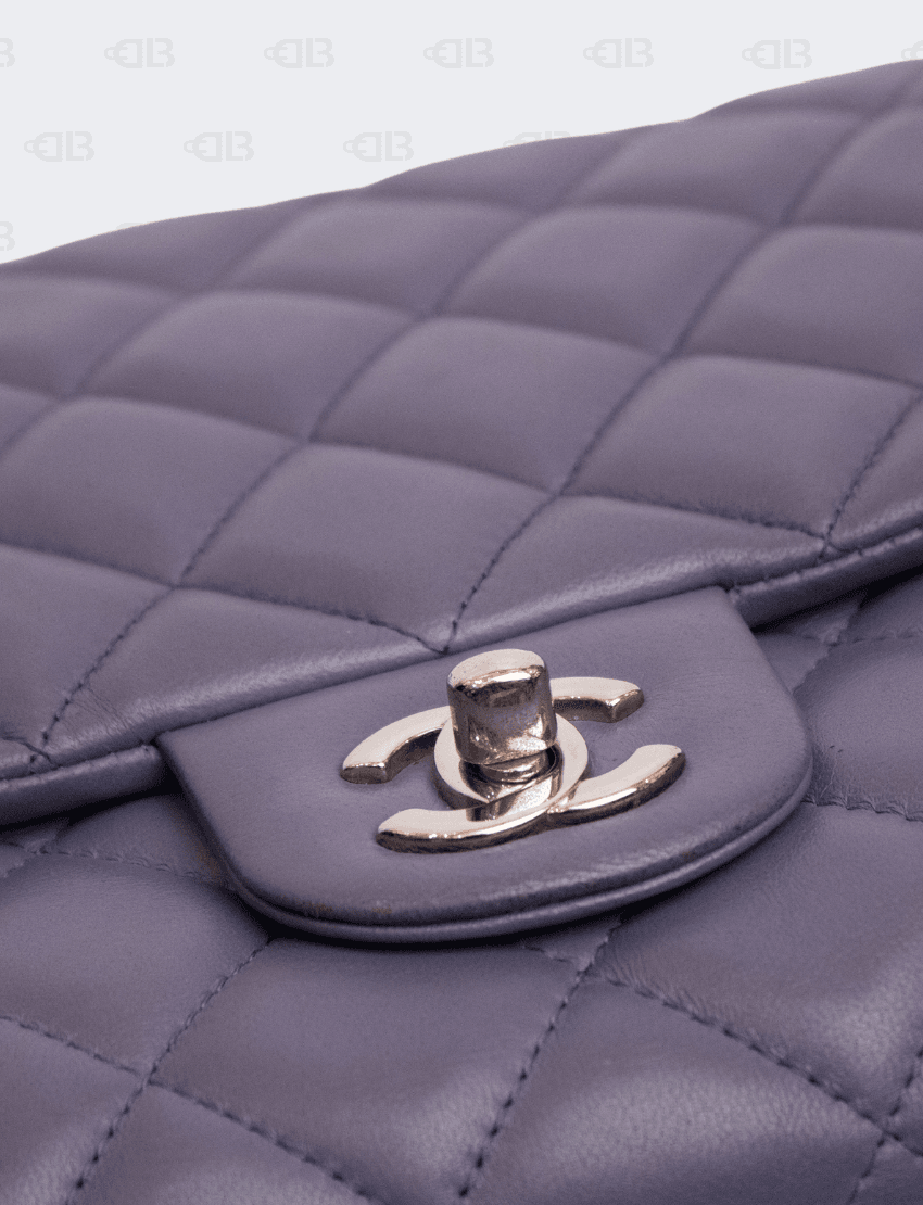 Chanel Classic Purple Flap Clutch with Chain Lambskin