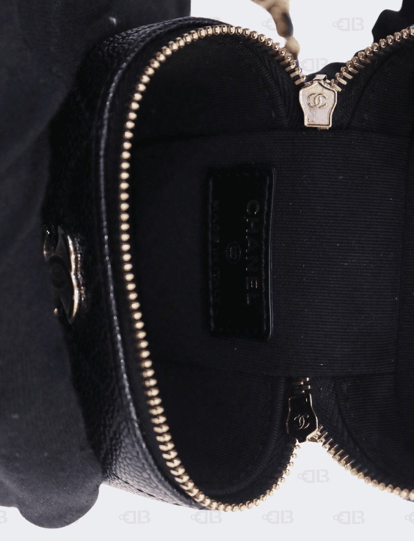 Chanel Caviar Quilted Small Handle with Care Vanity Case With Chain Black
