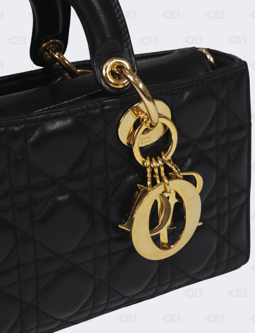 Christian Dior Small Lady D Joy Bag Black Cannage Lambskin