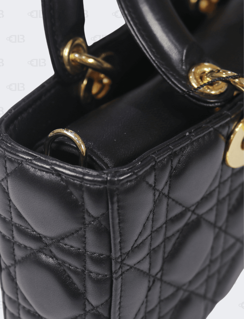 Christian Dior Small Lady D Joy Bag Black Cannage Lambskin