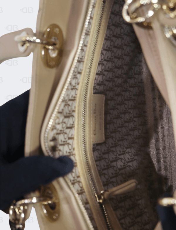 Lady Dior Beige Cannage Quilted Leather Large