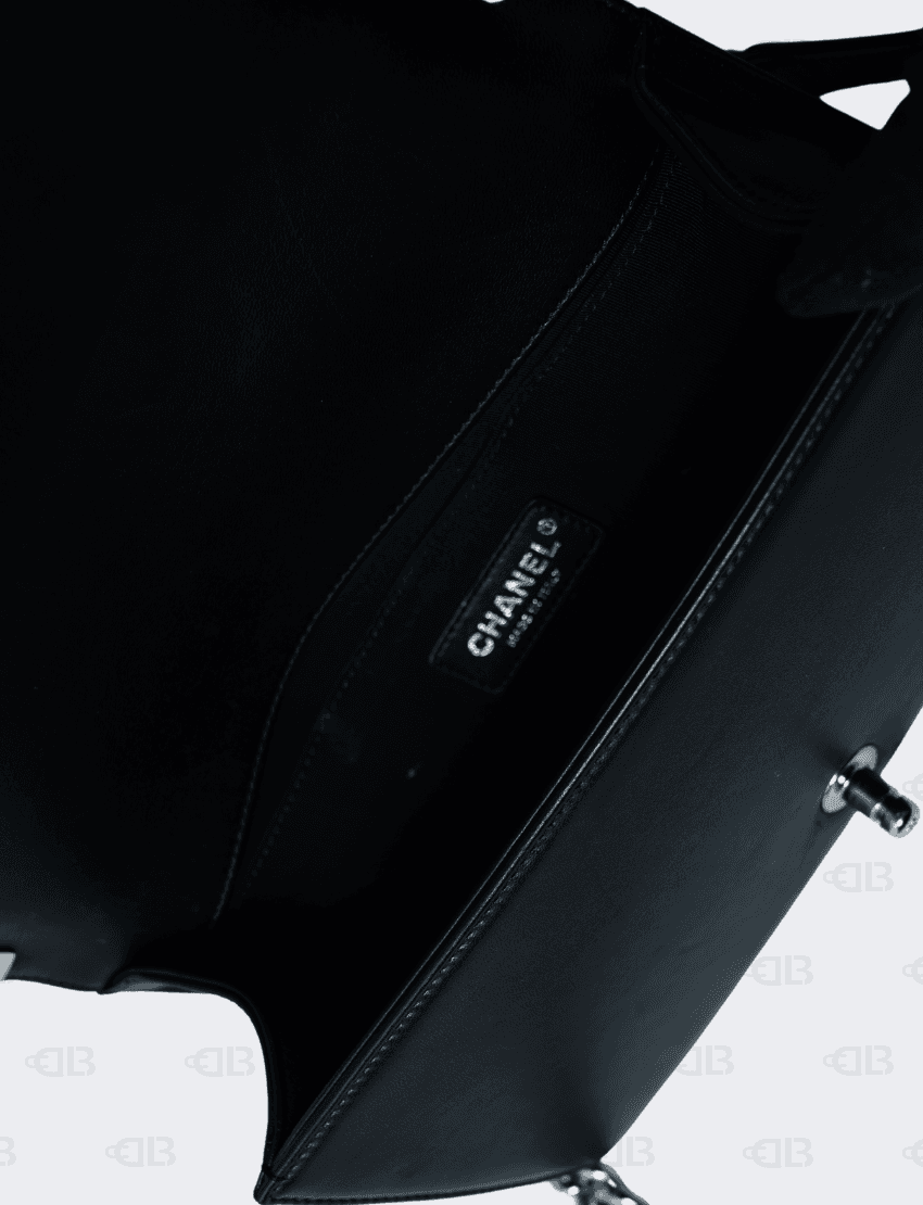 Chanel Sequins Stitch Boy Bag Black Leather Pony Style Calfskin Bag