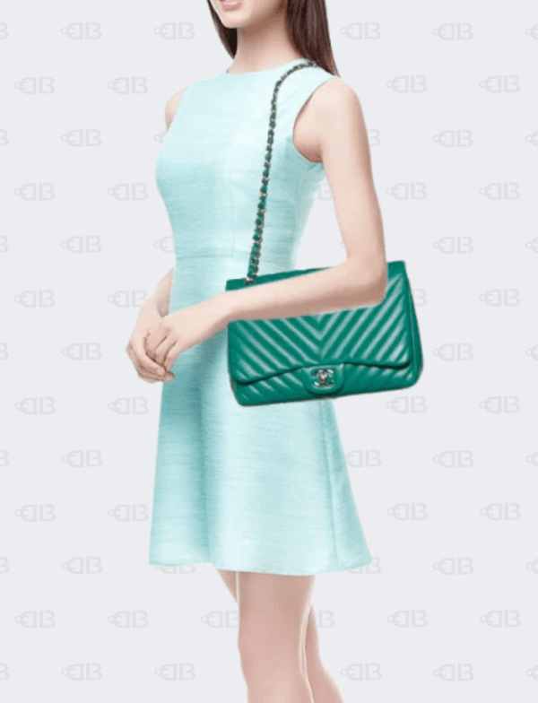 Chanel Lambskin Chevron Quilted Jumbo Single Flap Bag