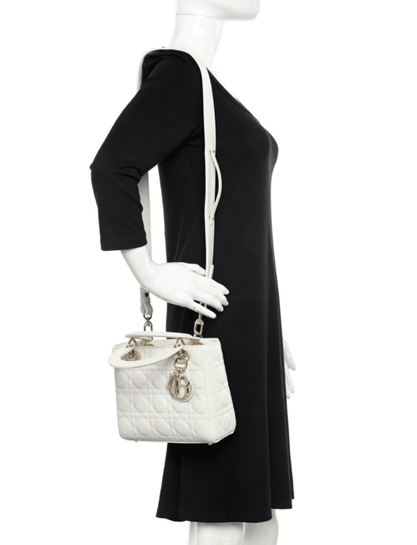 Christian Dior Small Lady Dior Bag Latte Grained Cannage Calfskin