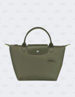 Longchamp Green Nylon and Leather Small Le Pliage Tote