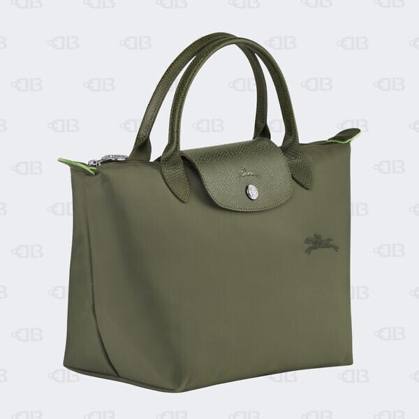 Longchamp Green Nylon and Leather Small Le Pliage Tote