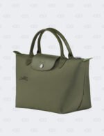 Longchamp Green Nylon and Leather Small Le Pliage Tote