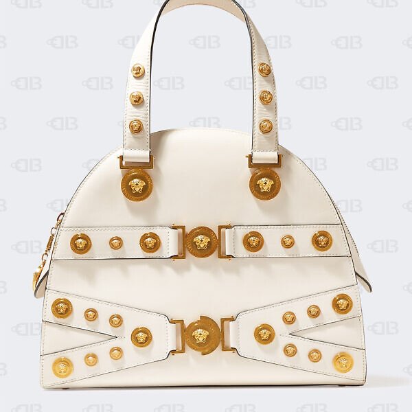 Versace Small Tribute Medallion Handbag In Bianco