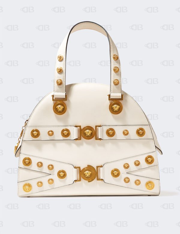 Versace Small Tribute Medallion Handbag In Bianco