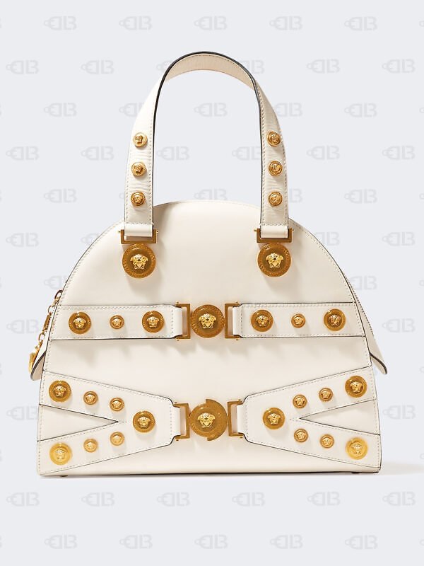 Versace Small Tribute Medallion Handbag In Bianco