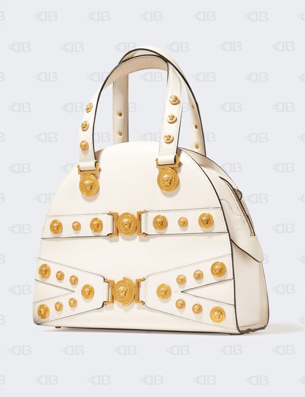 Versace Small Tribute Medallion Handbag In Bianco