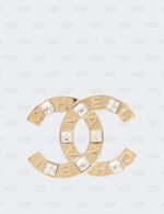Chanel Baguette Crystal Logo CC Brooch Gold