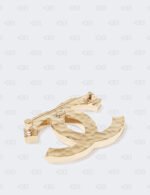 Chanel Baguette Crystal Logo CC Brooch Gold