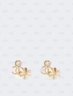 Chanel Crystal Shamrock CC Heart Earrings Gold