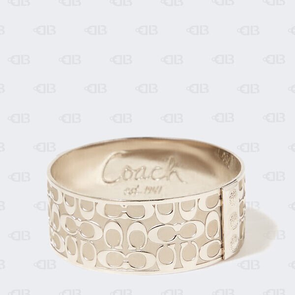 Coach Wide Silver Signature Bangle Bracelet