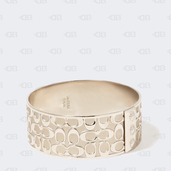 Coach Wide Silver Signature Bangle Bracelet