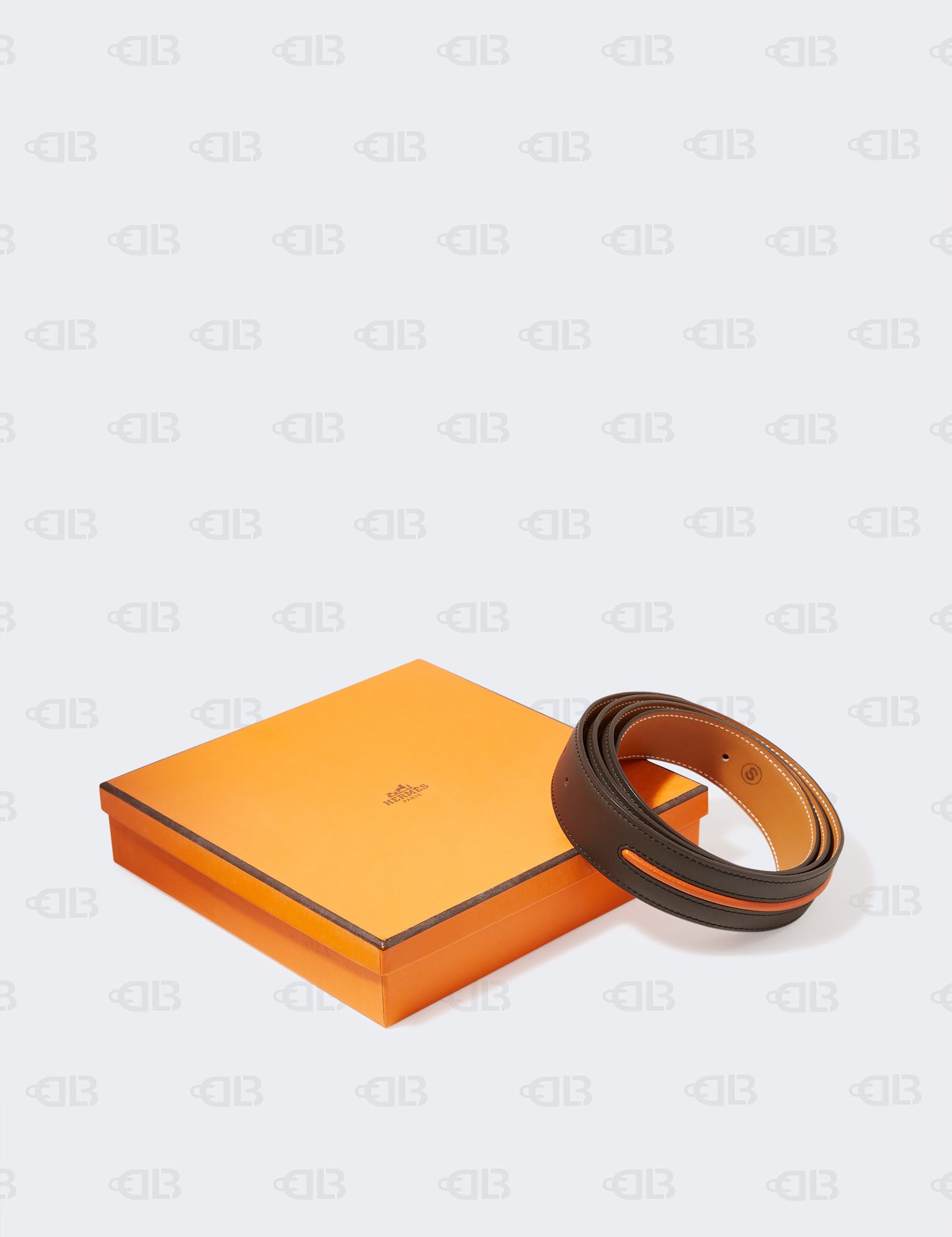HERMES brown orange  Reversible Belt Strap
