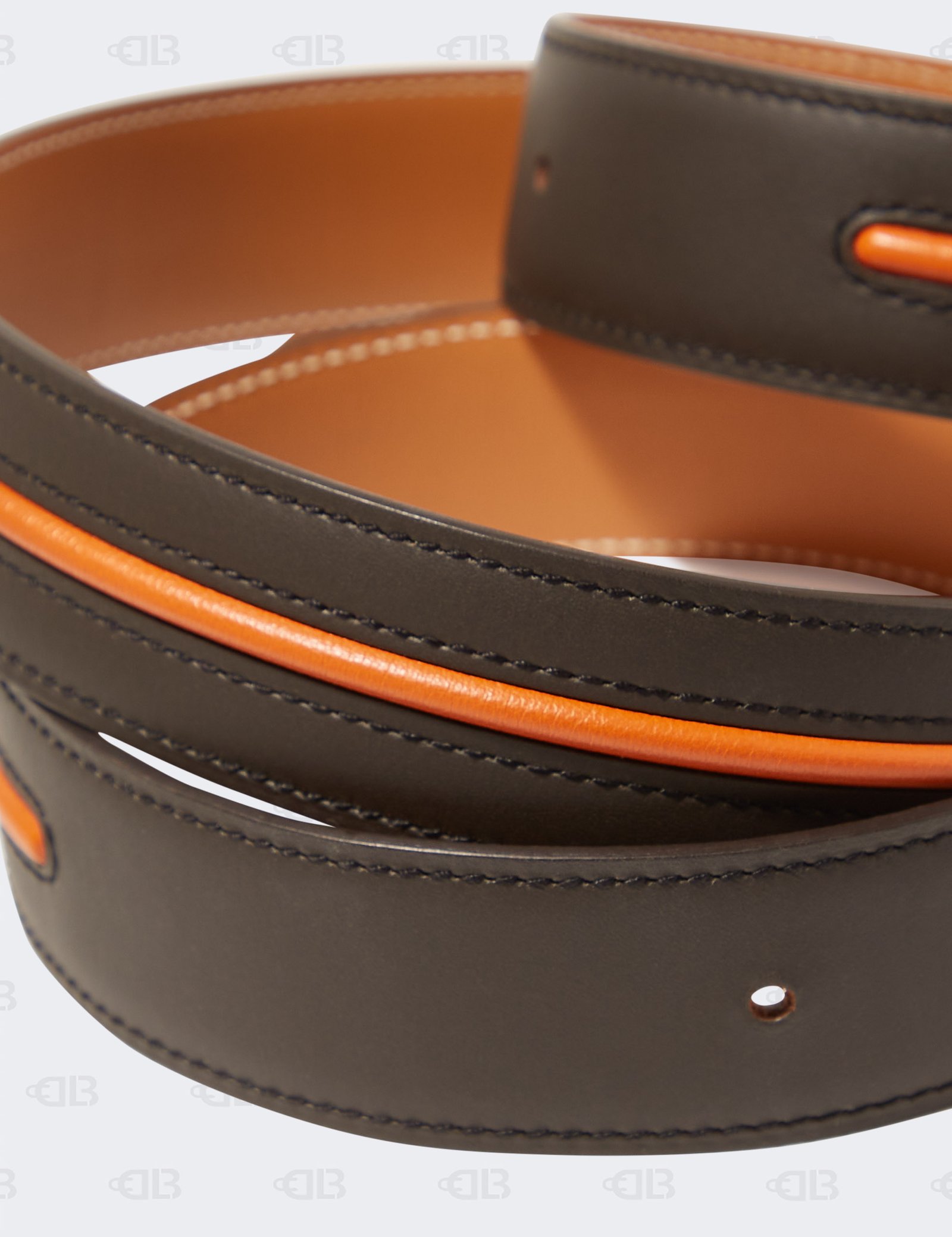 HERMES brown orange  Reversible Belt Strap