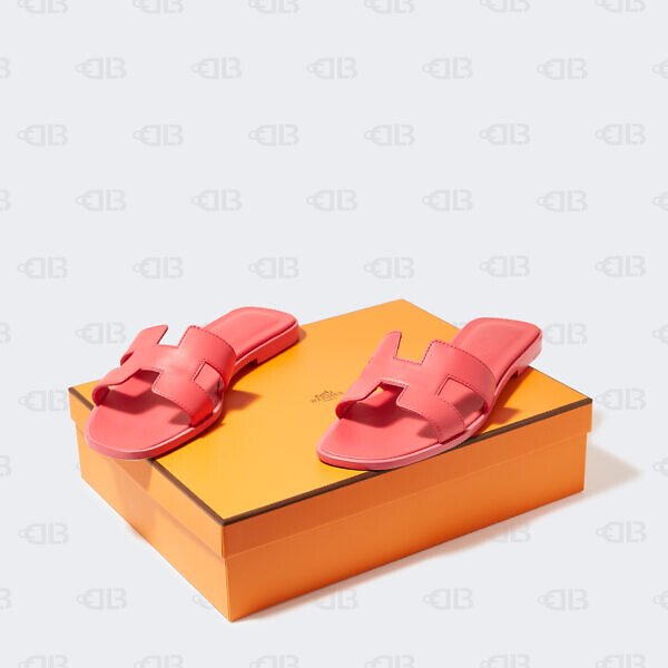 Hermes Pink Leather Oran Flat Sandals