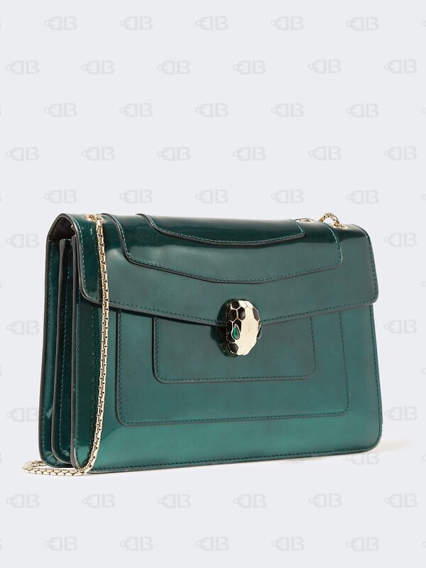 Bvlgari Green Patent Leather Medium Serpenti Forever Shoulder Bag