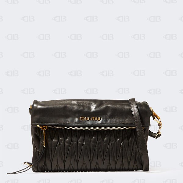 Miu Miu Black Matelassé Leather Fold Over Clutch