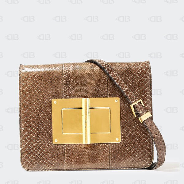 Tom Ford Metallic Gold Python Small Natalia Crossbody Bag