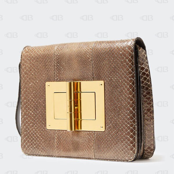 Tom Ford Metallic Gold Python Small Natalia Crossbody Bag