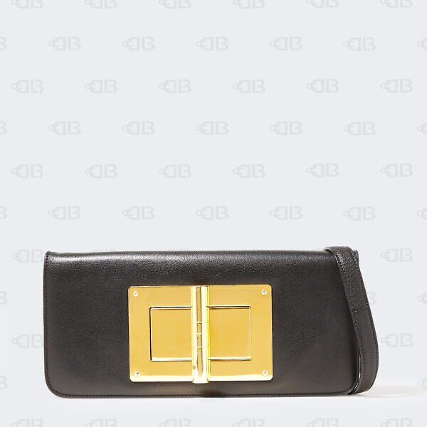 Tom Ford Black Leather Natalia Wristlet Clutch