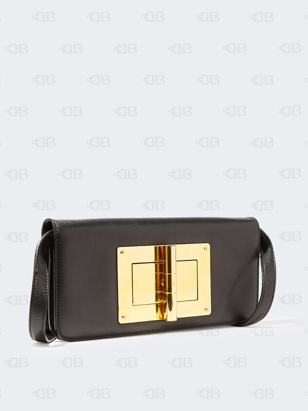 Tom Ford Black Leather Natalia Wristlet Clutch