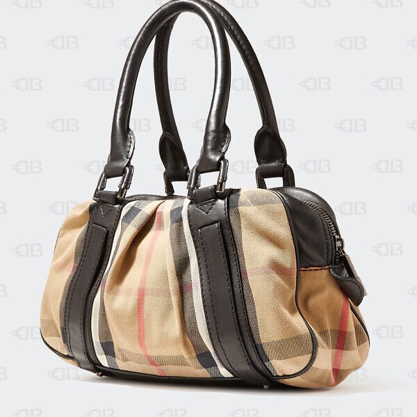 Burberry Black/Beige House Check Canvas and Leather Small Phoebe Hobo