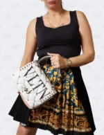 Valentino White Quilted Leather VLTN Candystud Top Handle Bag