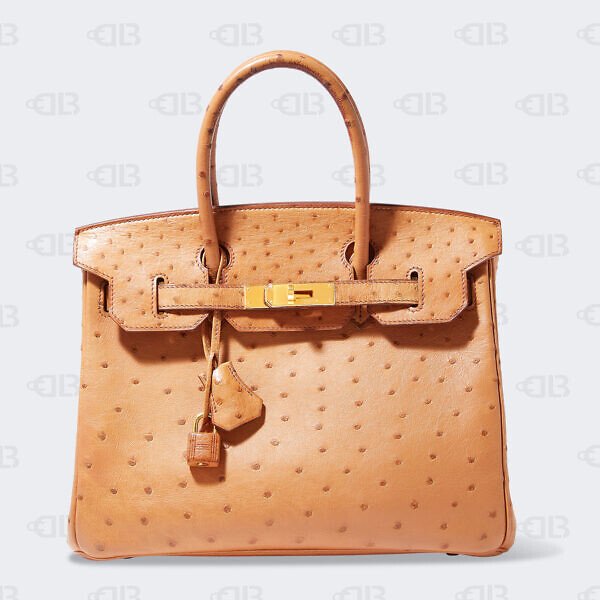 Hermes Camel Ostrich Gold Birkin 30 Bag