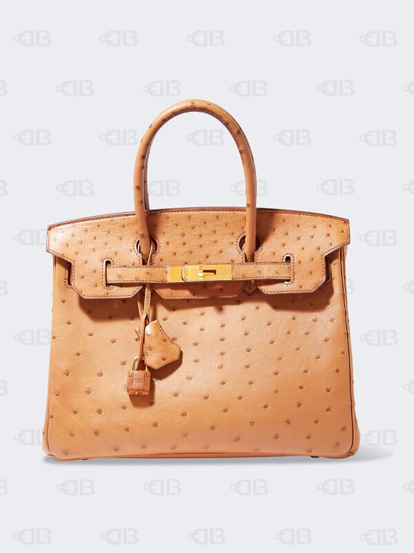 Hermes Camel Ostrich Gold Birkin 30 Bag