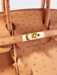 Hermes Camel Ostrich Gold Birkin 30 Bag