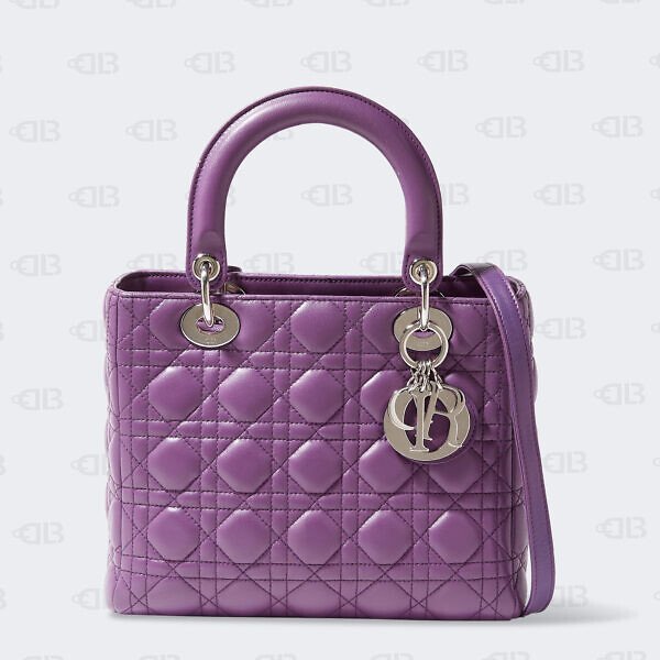 Christian Dior  Lambskin Cannage Medium Lady Dior Purple