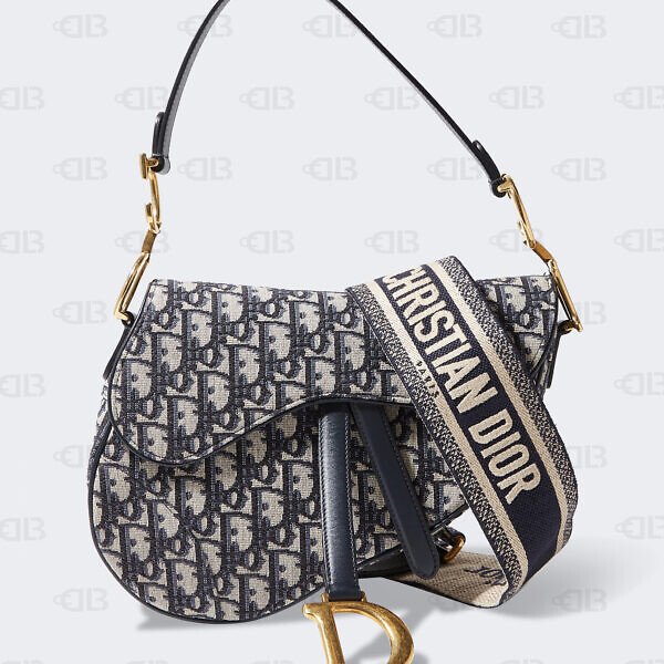 Christian Dior Blue Oblique Jacquard Saddle Bag