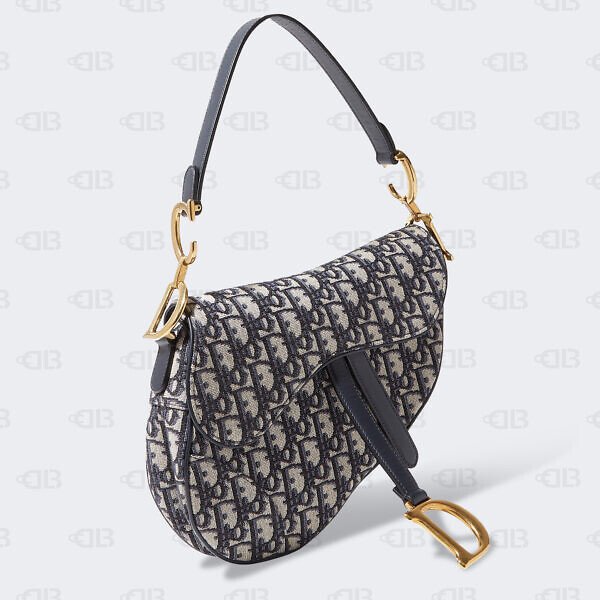 Christian Dior Blue Oblique Jacquard Saddle Bag