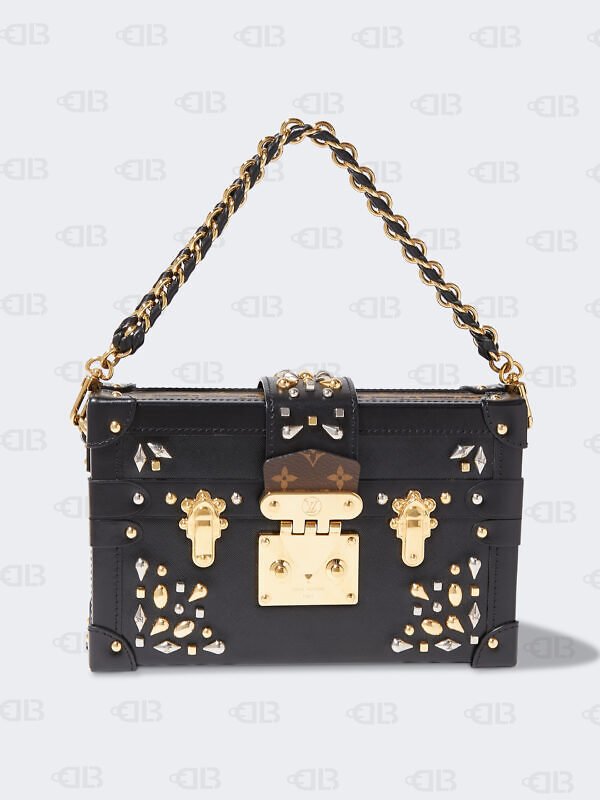 Louis Vuitton Monogram Taiga Studded Petite Malle Black