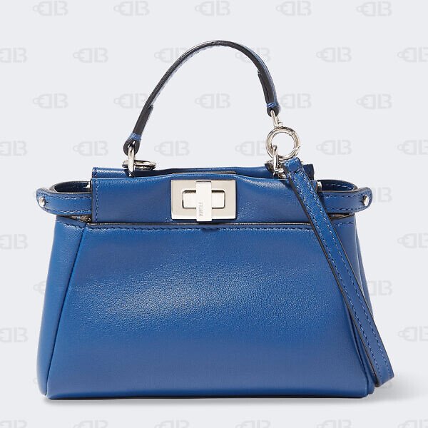 Fendi Blue Micro Peekaboo Leather Crossbody Bag